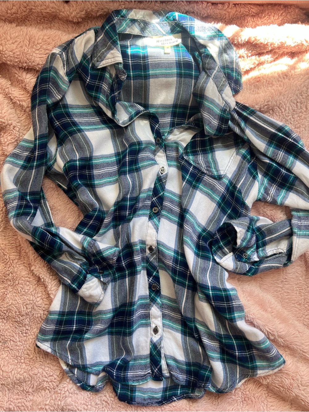 Hester & Orchard Blue Plaid Button Front Top | Size Medium | EUC | Fall Layers 🍂